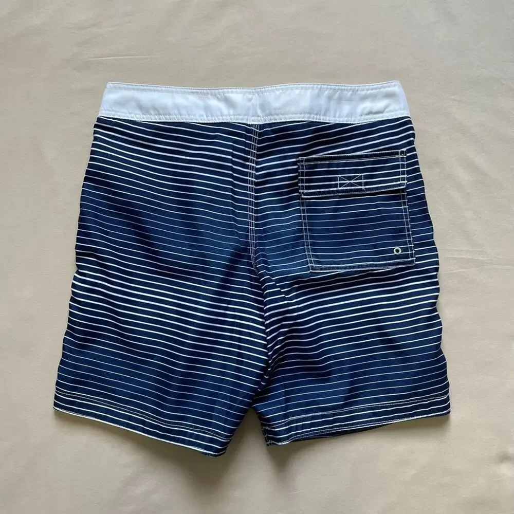 Gap Men’s Navy Blue and White Striped Board Shorts Size Medium